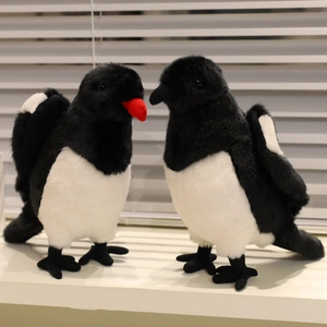 Plush magpie bird stuffed toys in black and white set for home decor and kids gift