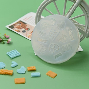 Silicone mold with heart, waffle, and chocolate shapes for baking or DIY crafts