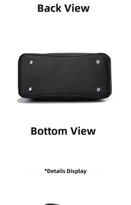 Vue détaillée du fond du sac en cuir noir avec quatre clous de protection en métal argenté