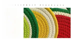 Detail of round cotton braided fruit placemat showing durable woven texture and washability