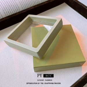 Portable square PE film suspension jewelry display box in light yellow and green colors