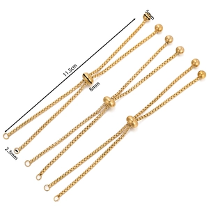 Close-up of adjustable 11.5cm gold-plated stainless steel slider chains for DIY jewelry