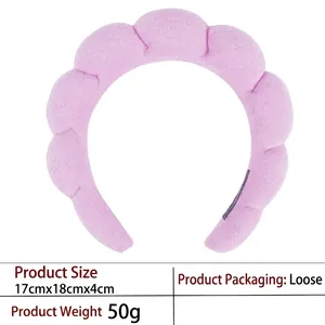 Pink microfiber cloud headband dimensions 17x18x4cm showing 50g weight details