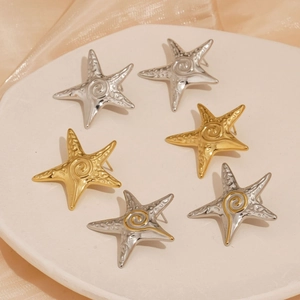 Starfish Stud Earrings Stainless Steel Ocean Theme Beach Vacation Hypoallergenic Waterproof Fashion For Women