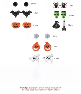Detailed view of Halloween earring set showing specific weight and dimensions in mm