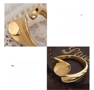 Detail of 18K gold-plated titanium steel ring with minimalist textured geometric design