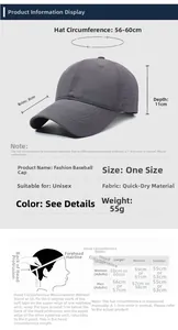 Guida alle taglie del cappellino da baseball traspirante con misure del prodotto