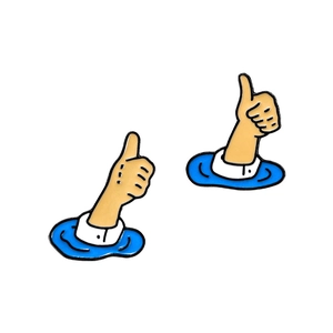 Cute cartoon thumbs up enamel pins set of 2 for waist adjustment and clothing decoration