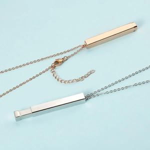 Dubbellaagse 3D staaf ketting in goud en zilver roestvrij staal met karabijnsluiting