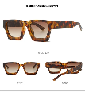 Classic tortoise square frame sunglasses with brown gradient lenses in three views