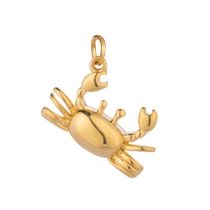 Detailed view of a gold crab pendant made of waterproof titanium steel for DIY jewelry