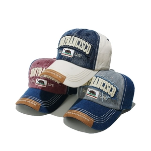Washed Denim Baseball Cap San Francisco Embroidery California Bear Retro Streetwear Outdoor Sun Hat For Men Women