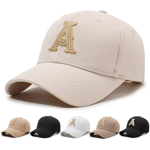 Baseball Cap Fashionable 3D Letter A Embroidery Polyester Adjustable Buckle Outdoor Sun Protection Casual Curved Brim Sport Hat