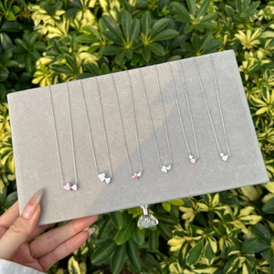 Exquisite S925 sterling silver necklaces with pink and white heart shaped stones