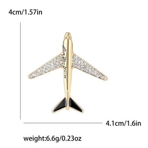Golden airplane brooch with sparkling rhinestones and Love you forever engraving