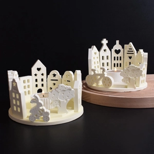 Easter hollow house heart candle holder silicone mold for DIY rabbit night light ornaments