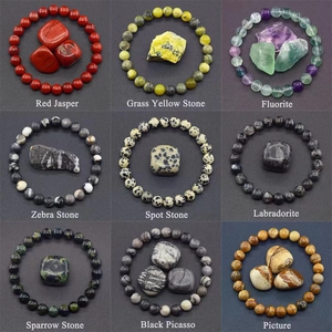 Natural Stone Beaded Bracelet Round Crystal Healing Energy Yoga Elastic Strand Jewelry For Women Men