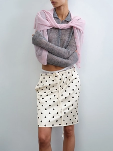 Polka Dot Satin Rock Damen Hohe Taille Kordelzug Split Midi Röcke Retro Vintage Chic Lässige Streetwear Bekleidung
