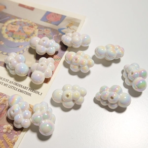 Iridescent white cloud-shaped resin beads for DIY handmade jewelry crafting