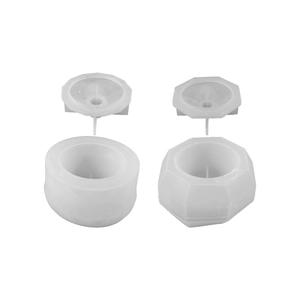 Silicone molds for DIY resin storage boxes with circular and octagonal faceted designs