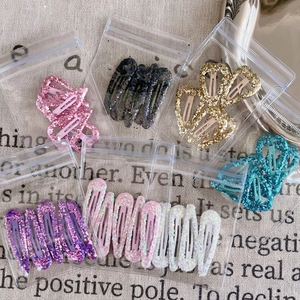 Glitter sequin water-drop BB hair clips set in colorful heart and star shapes