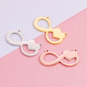Infinity Heart Charm Connector 304 Stainless Steel Mirror Polished Double Hole For Necklace Bracelet Jewelry Making