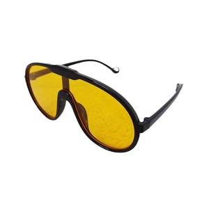 Retro sports style kids sunglasses with black frame and yellow lenses for UV protection