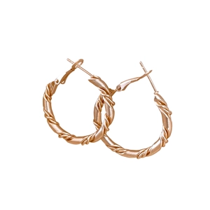 Luxurious rose gold twisted rope hoop earrings with minimalist metallic texture design