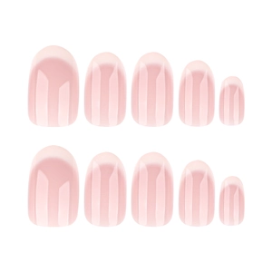 Pink gradient French round false nails set with natural jelly texture in 10 piece pack