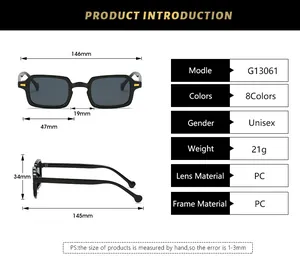 Guía de tallas detallada y especificaciones de gafas de sol cuadradas retro