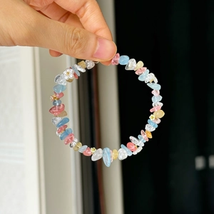 Bracelet Fleur En Cristal Concassé Coloré Avec Perles En Alliage Bijou De Main Style Été Doux Pour Femmes