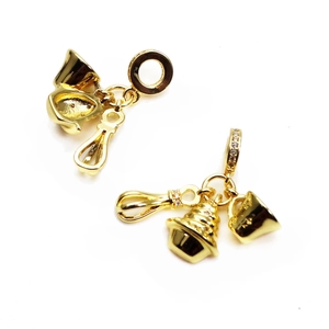 Gold-plated DIY charms with micro-pave cubic zirconia for snake chain bracelets