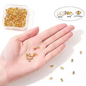 Golden butterfly shape zinc alloy earring back stoppers in box, 6x4x3mm size