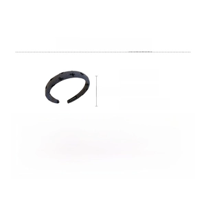 Gray fabric headband with bow print showing 15.5cm x 14cm dimensions and 21.8g weight