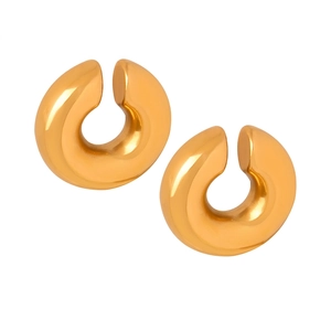 Minimalist C Shape Ear Cuff Titanium Steel Gold Plated Chunky Non Piercing Clip Earrings Trendy Jewelry For Women