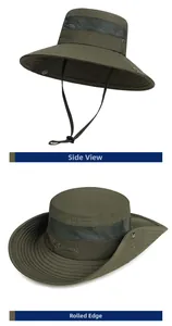 Detail view of the breathable mesh and adjustable windproof cord on the sun hat