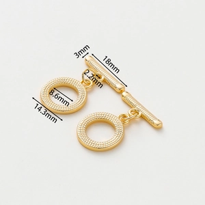 Detailed size specifications for 14k gold-plated OT toggle clasp jewelry connectors