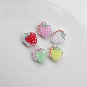 Colorful 18x20mm strawberry resin charms for DIY phone cases and hair accessories