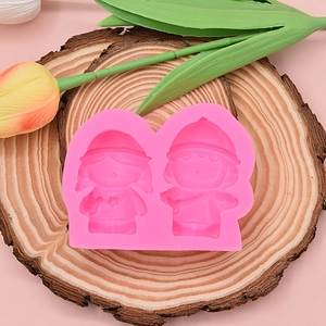 Stampo In Silicone Cartone Animato Ragazzo Ragazza Personaggio Decorazione Torte Fondente Sapone Fatto A Mano Cioccolato Argilla Aromaterapia Artigianato Rosa