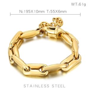Golden punk hip-hop style chunky stainless steel chain bracelet for men with pig nose link
