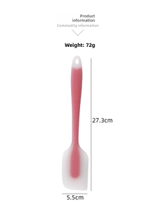 Detailed size chart for the seamless silicone spatula showing 27.3cm length and 72g weight