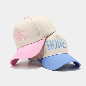 Casquettes trucker bicolores avec broderie HONEY et couronne beige réglable pour femmes