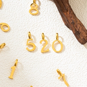 Fashion 18k gold plated 0-9 number pendants made of durable stainless steel