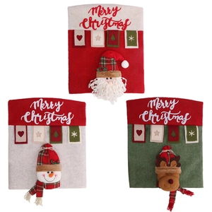 Christmas chair back covers with Santa, Snowman and Reindeer 3D cartoon characters