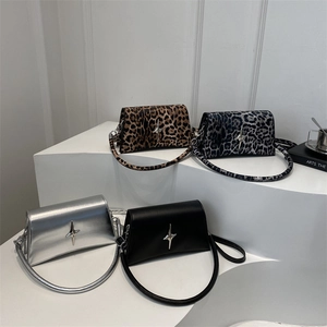 Borsa A Spalla Donna In Pelle PU Leopardo Con Fibbia Stella Metallo Retro Y2K Piccola Borsa A Tracolla