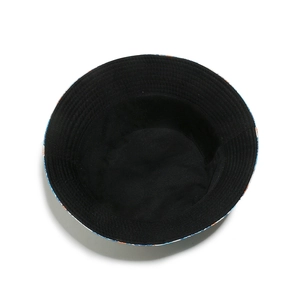 Close-up of black cotton lining and fine stitching on a tropical sun bucket hat