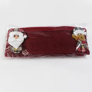 Linen Christmas handle covers 8-piece set being weighed on a scale for shipping weight