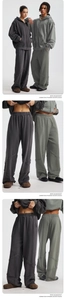 Detail der schweren 430g Baumwollhose mit weitem Bein, Oversized-Passform und Nahtdetails