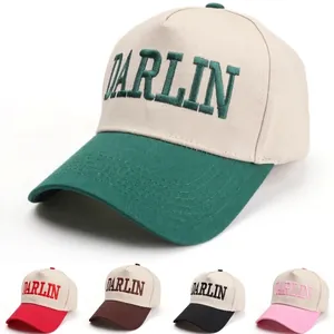 Baseball Cap Cotton Contrast Color Embroidery Letter Darlin Adjustable Sun Hat Outdoor Casual Sports Men Women