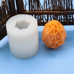 Easter egg silicone mold for DIY candles with textured geometric triangle mesh design